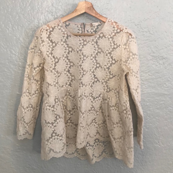 Altar'd State Tops - Sheer lace peplum top